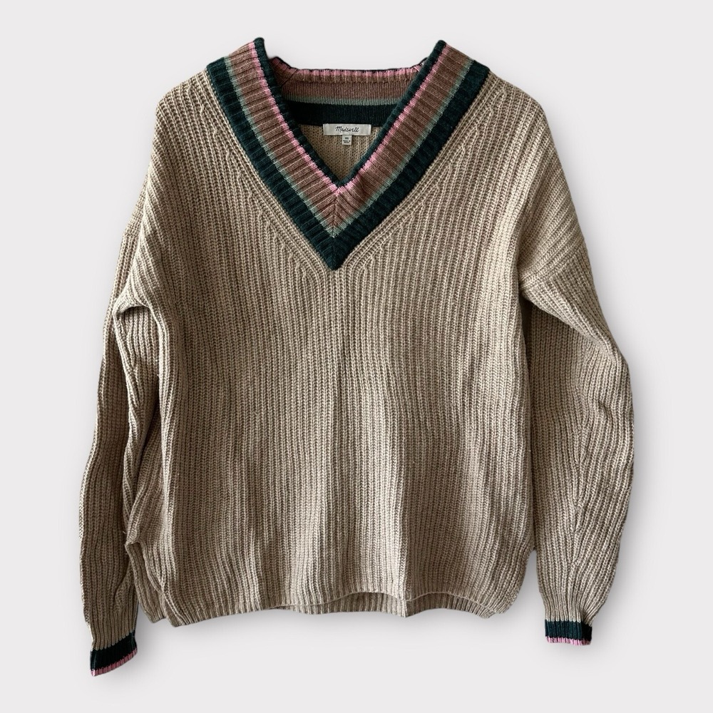 Madewell Tipped Forrest V-Neck Sweater Women's Size XS - Picture 4 of 10